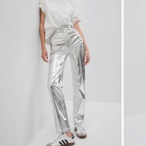 Gap faux leather silver pant